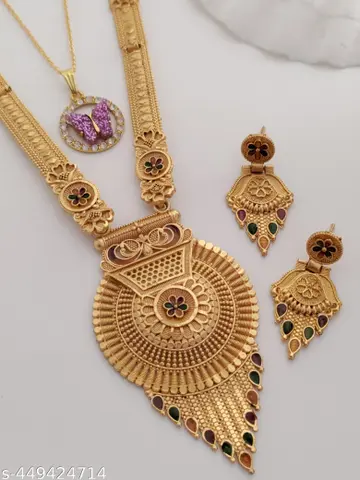 Micro Gold pleted rani har with earrings for woman and girl