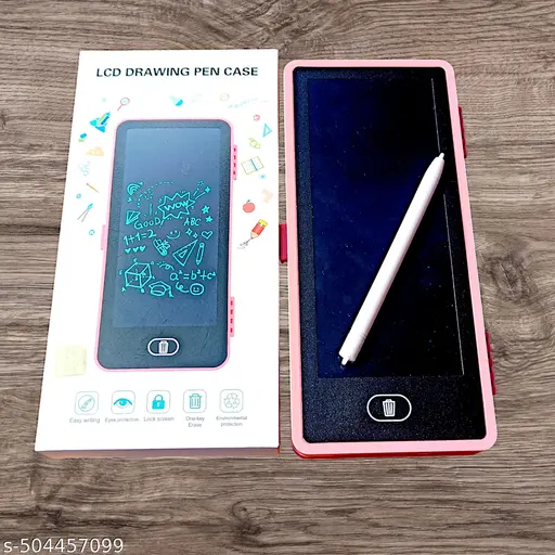 LCD Drawing Pen Case Easy Writing with Eye Protection, Lock Screen, One-Key Erase, Replaceable Battery, Lock Key, Large Space (LCD Screen-Black with Multi-Color)