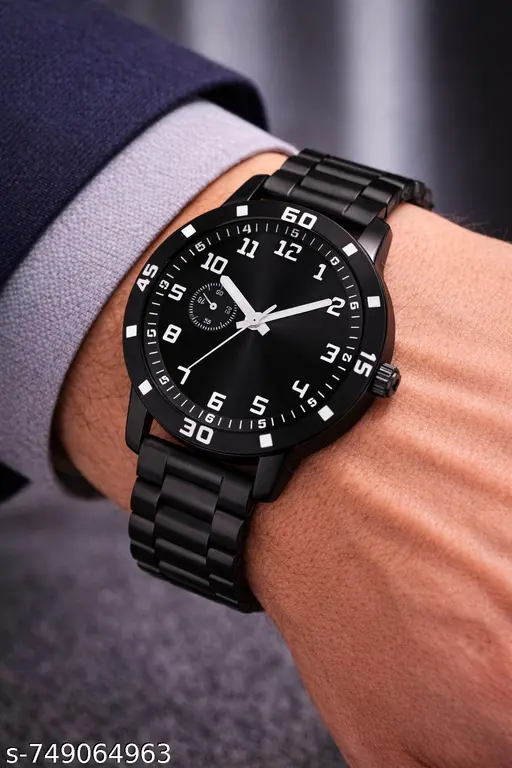 Men’s Premium Black Metal Strap Analog Watch | Stylish Designer Dial Wrist Watch for Boys & Men | Casual & Formal Wear