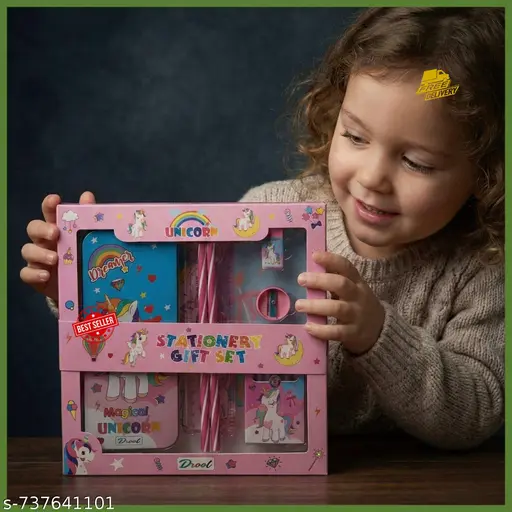 Unicorn Stationery Gift Set for Kids | Pencil Box, Diary, Pencils, Crayons, Ruler & Sharpener