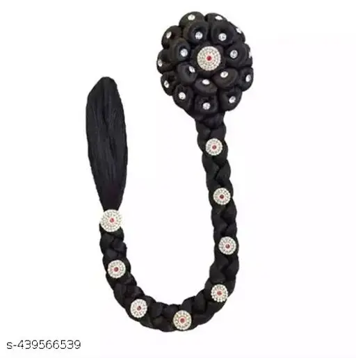 Hair Style Juda Choti South Indian Style With Stone Work NEW ONE Black color Braided Hair Juttu podigimpulu