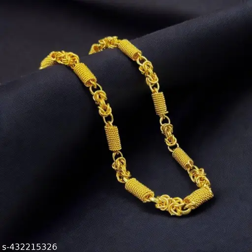 GOLD ONE GRAM CHAIN FOR MEN, 1 Gram Gold plated Chain For Boys and Man Gold-plated Plated Brass Chain Water And Sweat Proof Jawellery