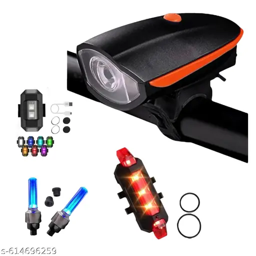 HIGHRIDER™️ Cycle Light Combo of Front Light horn, Helmet light, tail light & Tyre Light