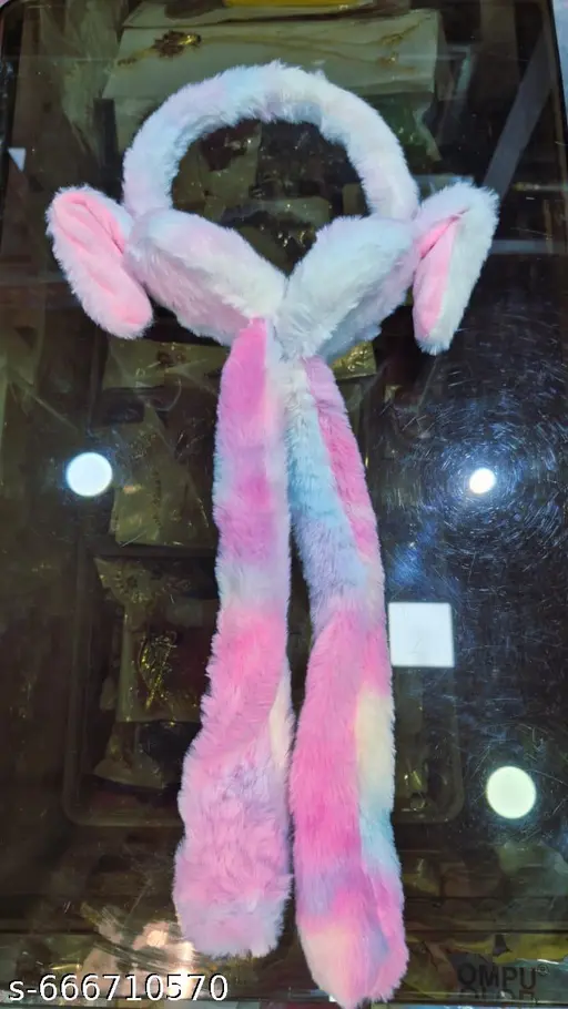 Premium Tie-Dye Bunny "Chu-Chu" Moving Ear Muffler – Extra Soft Winter Wear|Viral Trending Fuzzy Bunny Ear Mufflers with Moving Ears | Cute Winter Chu-Chu Muffler for Girls & Kids