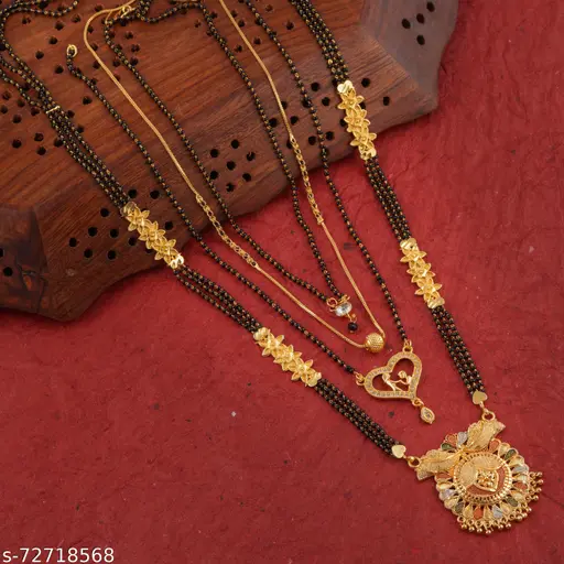 ADITYA ART JWELLERY 4PCS OF COMBO 2 PCS OF SMALL MANGALSUTRA 1 PCS OF BIG MANGALSUTRA 1 SMALL CHAIN