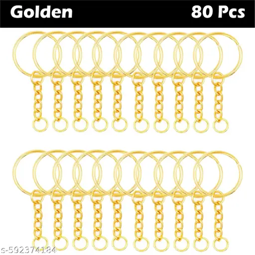 Golden Metal 80 Loops Rings Keyring With Chain Open Jump Ring Connector Key Rings For Jewelry. Making Spring Rings, Art And Craft, Diy, Resin, Making Handbag Keychain