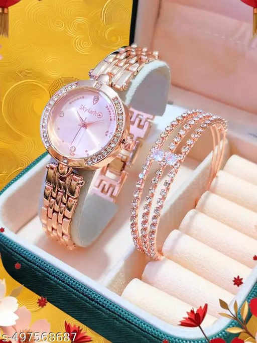 Trendy New Arrival Stylish Attractive Ethnic Rose Gold Bracelet Look Analog Watch for Girls & women watch