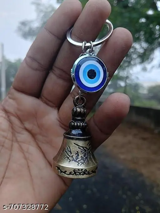 Guardian Bell Keychain with Evil Eye Protection Charm | Tibetan Temple Bell Keychain for Car, Bike, Home & Office