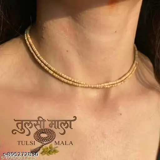 Double round Tulsii Kanthi Mala - Original Cylindrical Beads Necklace