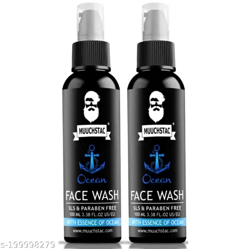 Muuchstac Ocean Face Wash for Men | Fight Acne & Pimples, Brighten Skin, Clears Dirt, Oil Control, Refreshing Feel - Multi-Action Formula | 100 ml | Pack of 2