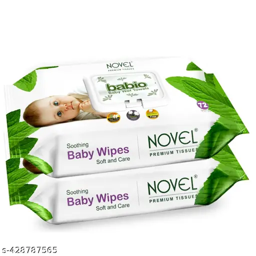 NOVEL Baby Wipes 72 Sheets pack of 2/with Lid (144 Wipes)