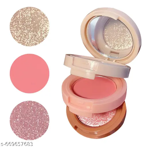 3 in 1 blush - Matte & Shimmer Powder Trio | Long Lasting, Natural Glow, Lightweight Formula