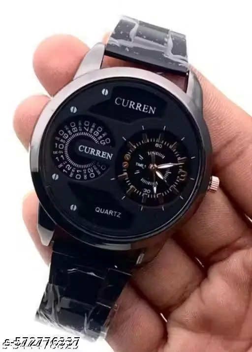 CUREEN Men's A n a l o g Watch – Premium Stainless Steel Case, Black Fabric Strap – C l a s s I c Casual Wristwatch for Men,