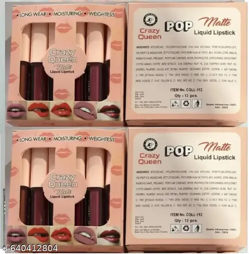 Crazy Queen POP 12 Mini Matte Lipsticks | PACK OF 2 BOX | WATERPROOF
