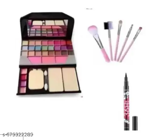 Premium Eye Shadow Palette, Pink brush 5in1 , 1pcs eyeliner