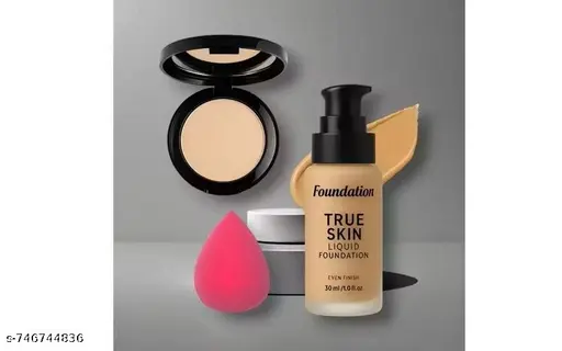 Wterproof long lasting makeup base foundation and face compact with puff.