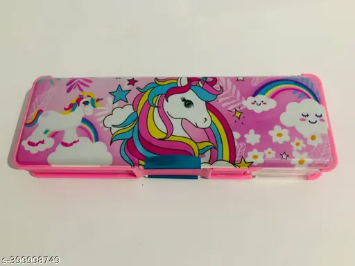 Asera Multipurpose Pencil Case with LED Light/Lamp and Dual Sharpener for School Kids (Unicorn)