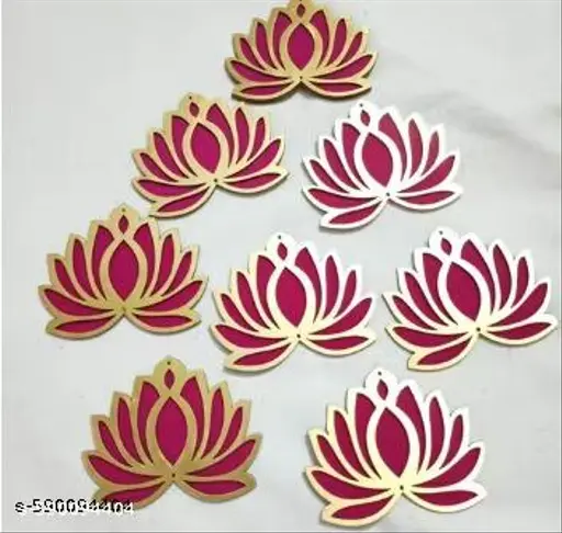 Wall decor and hanging handicraft Pink colour Lotus pack of 8 for making handicraft items and home decoration