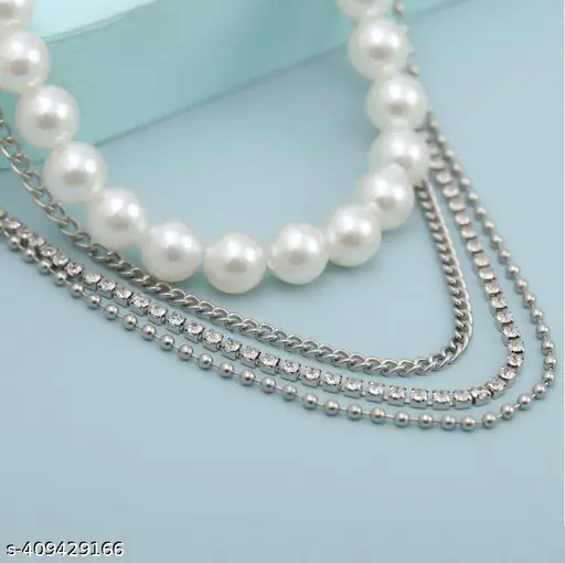 Its 4 You Rhinestone And Pearl Side Pant Chain,Wallet Chain (For Womens And Mens ) Mother of Pearl Stainless Steel Chain