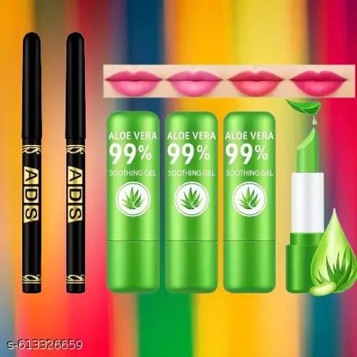 Aloe Vera Lip Balm Matte Lipstick Pack Of 3 With 2 Kajal