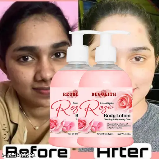 Rose Body Lotion Whitening Body Lotion ,Smooth & Glowing Skin , Long-Lasting Moisturization All Skin Type Body Lotion 300ml pack of 2