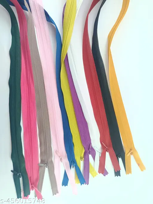 advancedestore 18inches Multicolour Cotton Zips for Pants, Bags, Palazzo, Dresses, Frocks, Gowns, Ladies Suits (Multicolor)-Set of 10Pcs