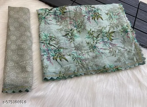Georgette Printed Saree (with Lace )