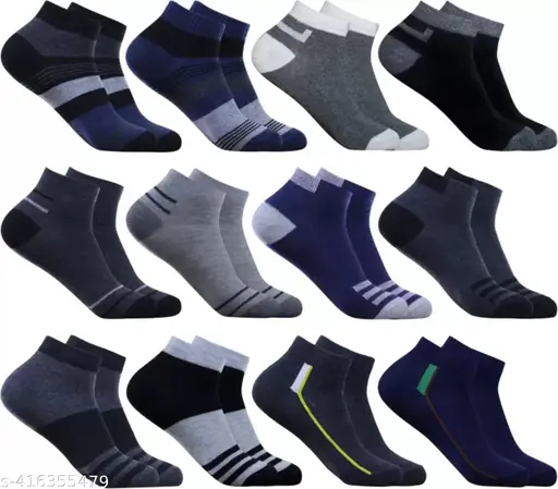 06 Pairs Stylish Premium Quality Sports Fine Cotton Ankle Length Socks for Men’s, Women’s & Kid’s, Assorted Colors
