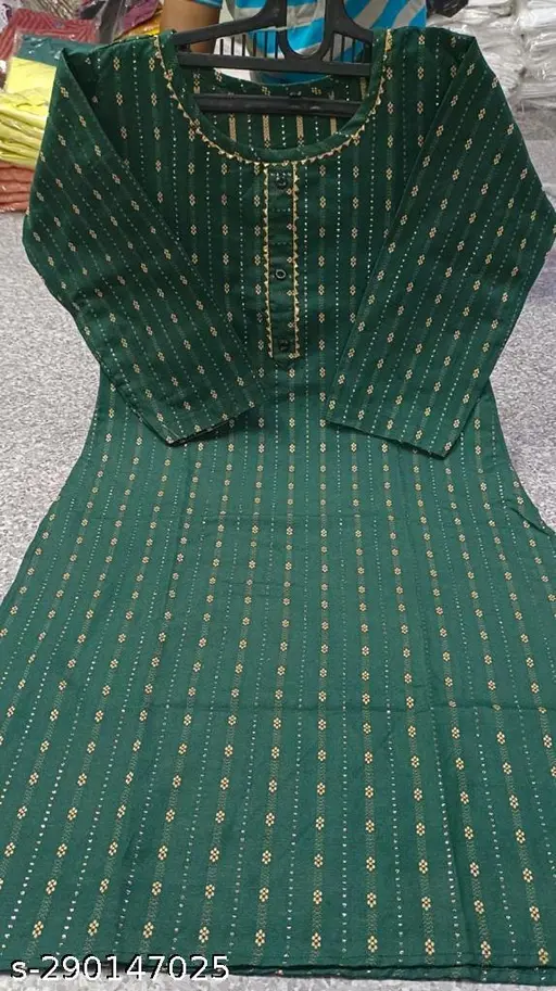 Women's Full-Stitched Pure Cotton Green Straight Kurti