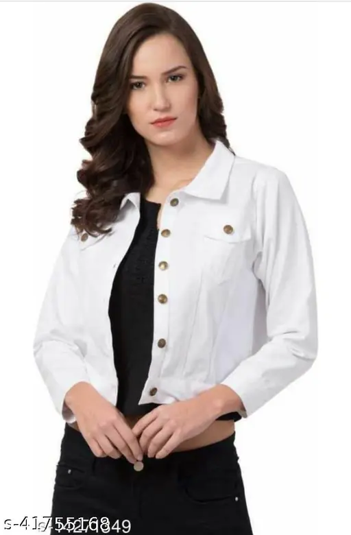 Evergreen Trendy Stylish Glamorous Solid Denim Regular Fit Women Jacket For Girls