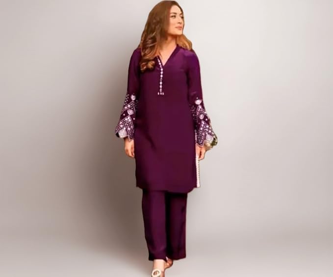 Pakistani Kurta Set for Women Stylish Cotton Kurti and Pant Comfortable Ethnic Outfit Set shreehari_Rani_06_Parent