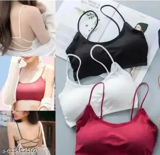 New Stylish Women's And Girls Padded Fancy Lace & Tube Bra & Bra With Removable Padded - Full Coverage, Stretchable Cotton Bra Pack Of 3