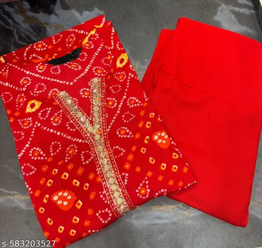 Rayon Women Kurti With Bottomwear