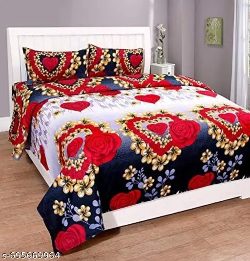 Glace Cotton Bedsheets For Double Bed Combo Pack 2 With 1 Pillow Covers