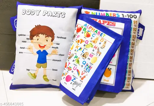 Blue Colour Baby Digital Printed Cotton Educational Alphabet Learning Soft Pillow Cushion Book. Toys for Kids Girls and Boys Toddler/Learning Baby Pillow