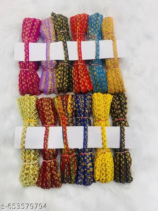 Multicolour Used in Blouse Hanging (Multipurpose use dori) lace Reel lace Reel (Pack of 12)