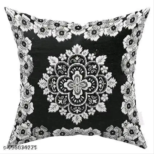Black & White Floral Cushion Cover 16x16 Inch Decorative Throw Pillow Cover for Living Room & Bedroom