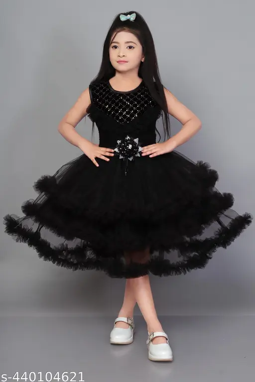 Girls net frock & dress fro black color