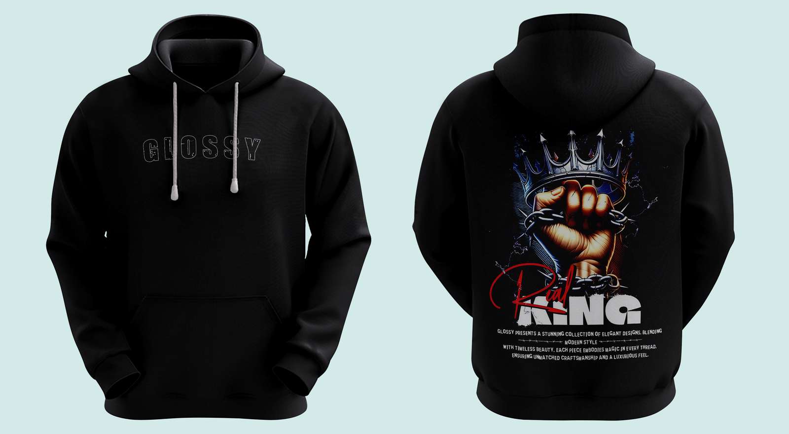 Glossy Men & Women Full Sleeve Printed Hooded Sweatshirt