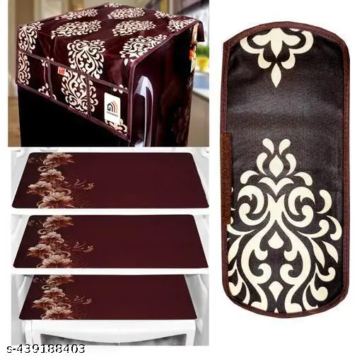 Crosmo Fridge Top Cover - Anti-Slip, with Waterproof Mats & Handle Cover II Dust & Spill Guard for Refrigerator Top II “Easy to Clean, Durable, and Stylish” (Size: 39 x 21 Inch)
