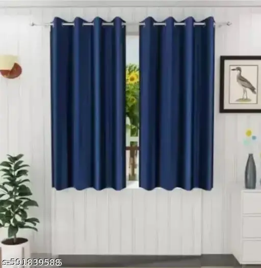 Luxury Plain Curtain pack of 2 pcs Blue 5 feet Parde
