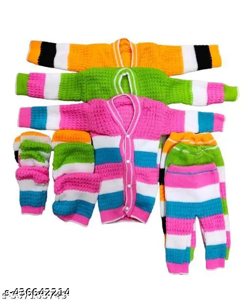 Combo of 3 Winter clothing set 4 peice (payjama, shirt, cap, shocks) for cute baby