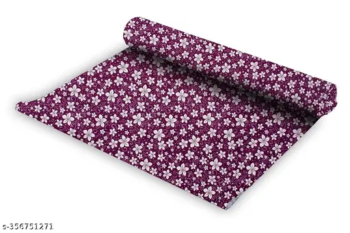 Kitchen Drawer/ Cabinet Shelf Mat|Flower Design With PVC Material|Adjustable Size 5 mtr Roll Purple