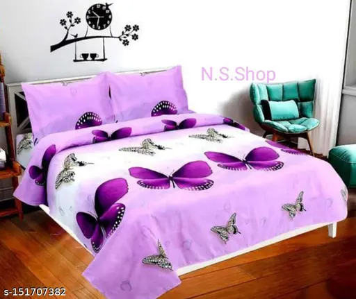 Beautifully Designed 3D Double Bedsheet (Size 90x90 Inches) With 2 Pillow Covers by NS Shop