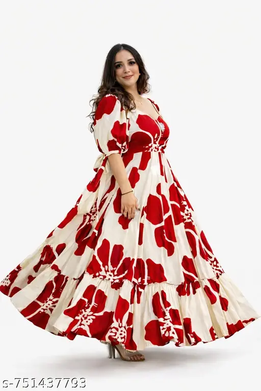 New rayon printed gown for women