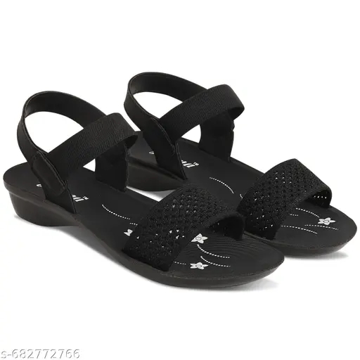 Girls Stylish Comfortable Black Sandals for Daily Wear | Soft Sole & Lightweight Kids Footwear