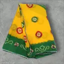 Sawan Special Yellow And Green Colour Pooja And fastive Bandhni Design Printed Georgette Fabric Samosa Lace Saree