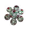 Glass Serving Bowls Set with Red Rose and Green Leaf Pattern, 6-Piece Decorative Bowl Set, Clear