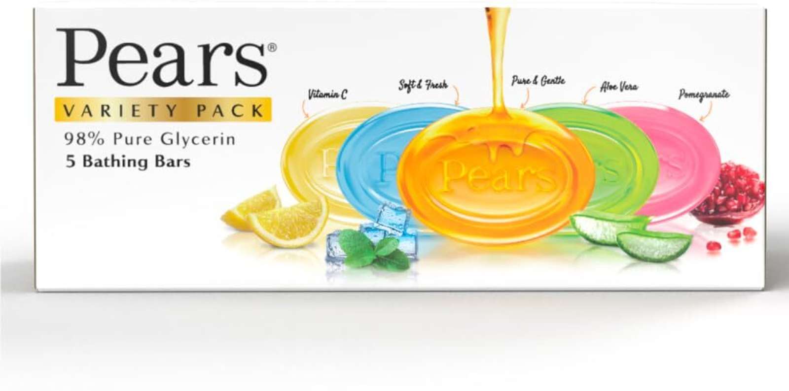 Pears Variety Pack Bathing Soap Bar 125 g (Pack of 5) (5 x 125 g)..