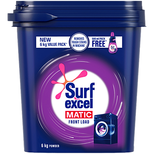 Surf Excel Front Load Detergent Powder -6 kg - 500 ml Pack Liquid Free Inside